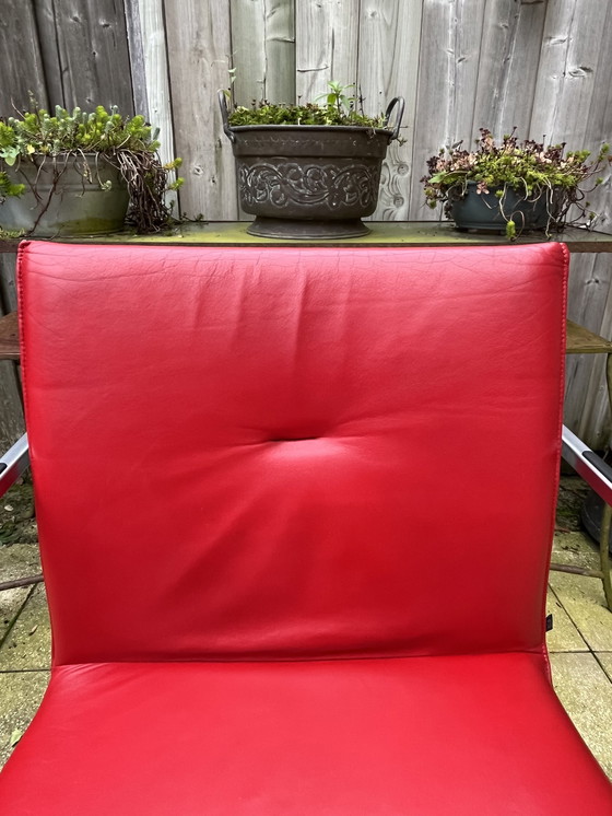 Image 1 of 4x Arco Frame Xl Red Leather Designer Chairs