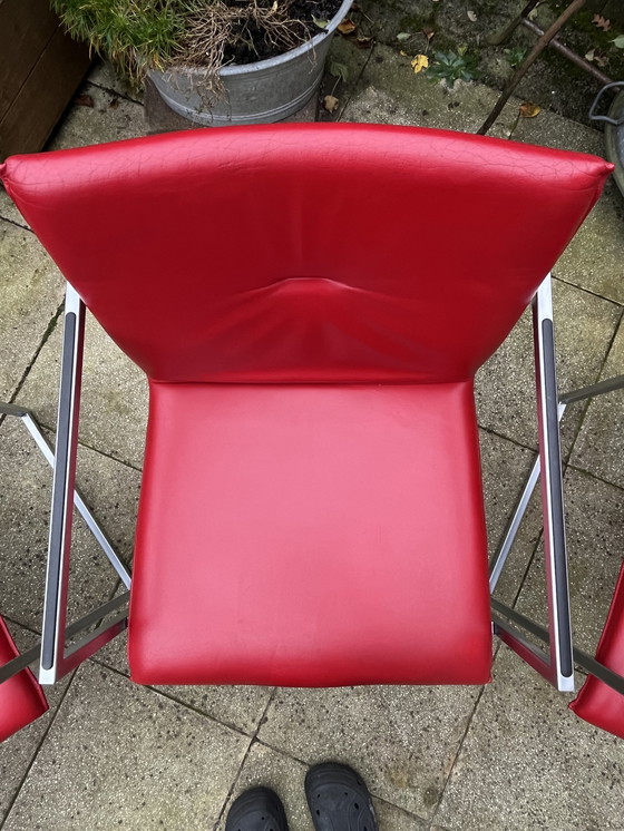 Image 1 of 4x Arco Frame Xl Red Leather Designer Chairs