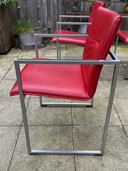 4x Arco Frame Xl Red Leather Designer Chairs