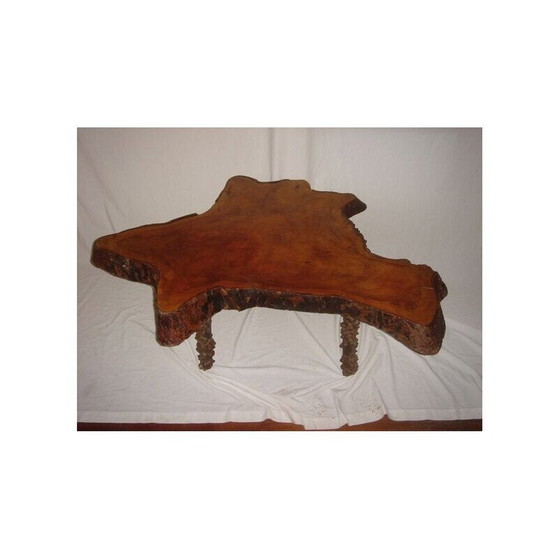 Image 1 of Vintage mahogany brutalist coffee table, 1970