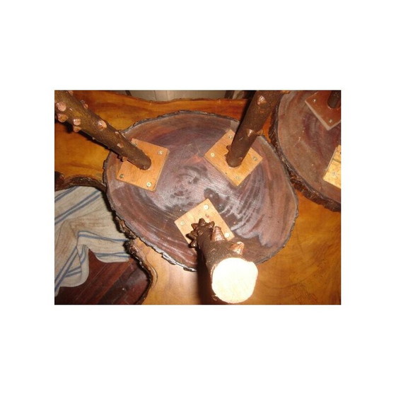 Image 1 of Vintage mahogany brutalist coffee table, 1970