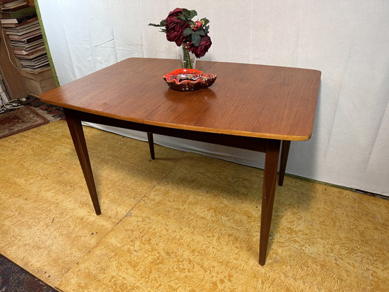 Image 1 of Mid Century Retro Vintage Teak Extending Dining Table By Elliots Of Newbury 1960