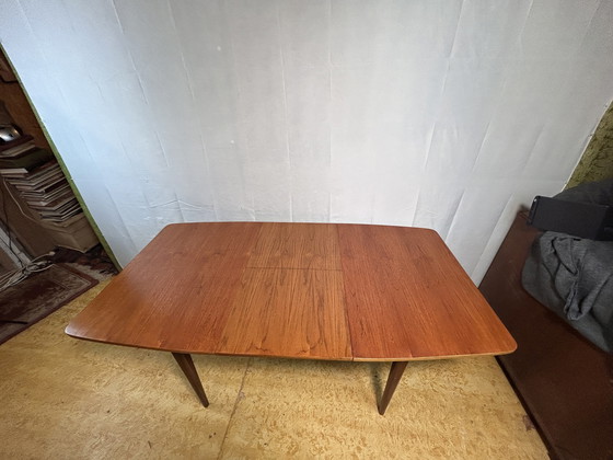 Image 1 of Mid Century Retro Vintage Teak Extending Dining Table By Elliots Of Newbury 1960