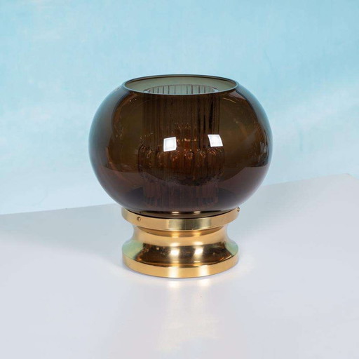 Midcentury design table lamp, brass 60s Orrefors table lamp