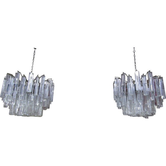 Image 1 of Coppia di lampadari trilobati Venini d'epoca, 1970