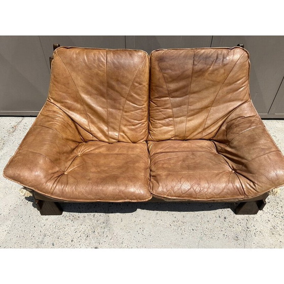 Image 1 of Vintage 2-seater elm sofa with rope seam, Germany 1960