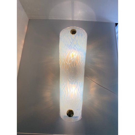 Image 1 of Set Of Two Italian Opalino Murano Glass Wall Sconces In Mid-Century Modern Style