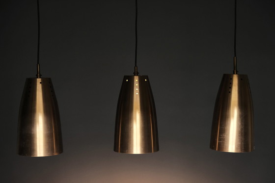 Image 1 of 3x Mid-Century copper church ceiling lamps