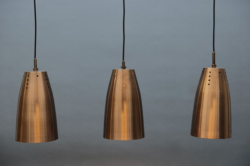 3x Mid-Century copper church ceiling lamps