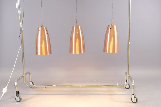 Image 1 of 3x Mid-Century copper church ceiling lamps