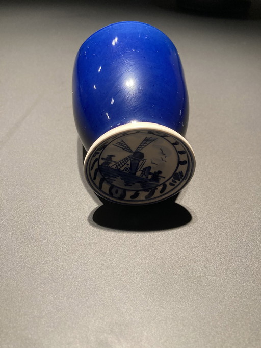 Cobalt Blue Cup With Delftware Painting On Bottom