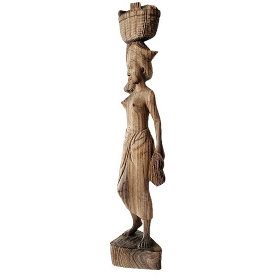 Image 1 of Balinese woman statue wood carving statue Indonesia