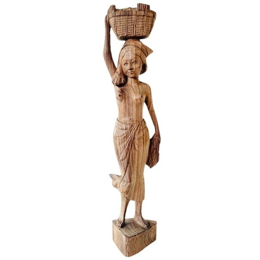 Balinese woman statue wood carving statue Indonesia