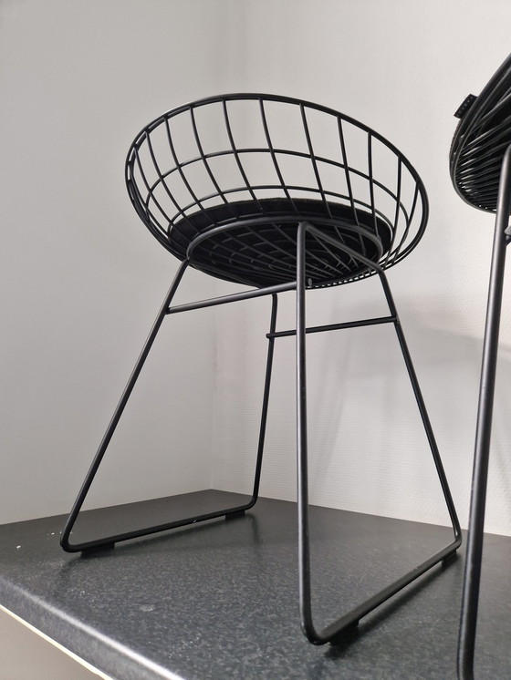 Image 1 of 2X Pastoe Km05 Wire Stool Cees Braakman Includes Cushion