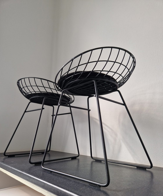 Image 1 of 2X Pastoe Km05 Wire Stool Cees Braakman Includes Cushion