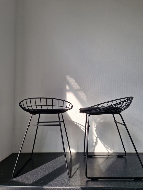 Image 1 of 2X Pastoe Km05 Wire Stool Cees Braakman Includes Cushion