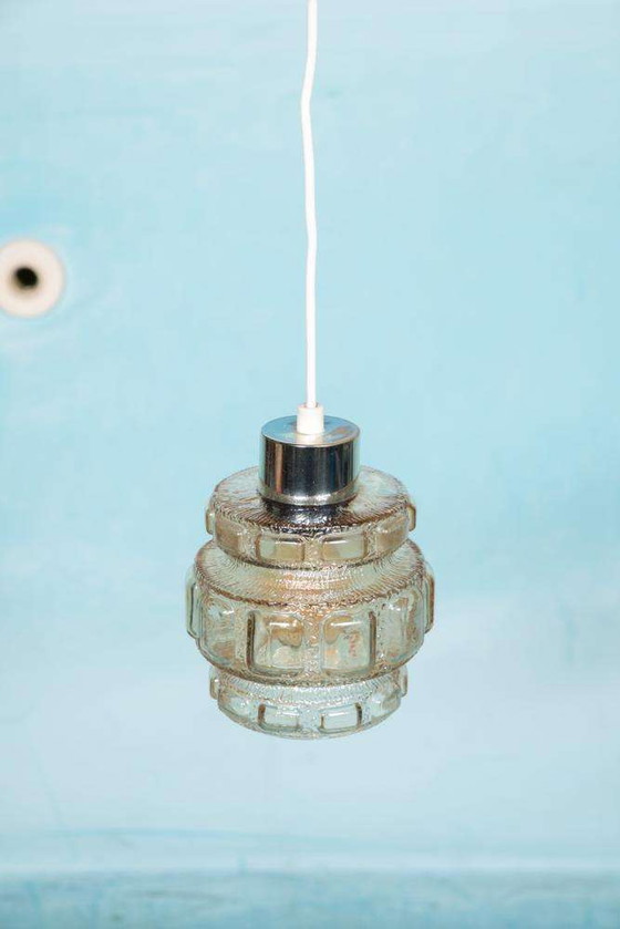 Image 1 of Lampada a sospensione in vetro vintage anni &#39;60/&#39;70, lampada a sospensione in vetro Svezia