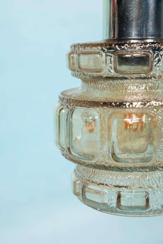 Image 1 of Lampe suspendue vintage en verre 1960/70, lampe suspendue en verre Suède