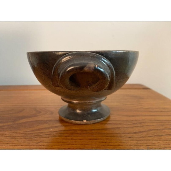 Image 1 of Coppia di ceramiche vintage Vallauris con smalto in peltro di Jean Marais, 1980