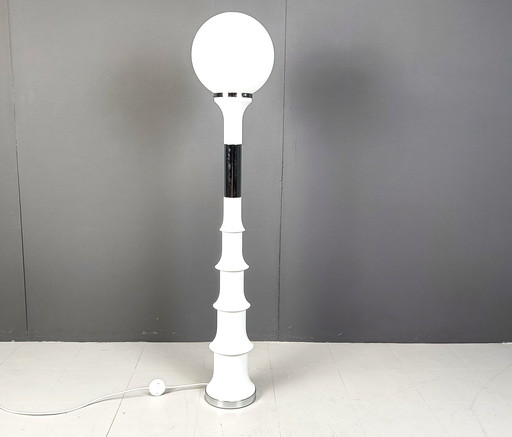 Lampadaire vintage en bambou de l'ère spatiale par Enrico Tronconi pour Vistosi, Italie, années 1970