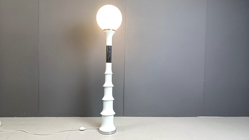Lampadaire vintage en bambou de l'ère spatiale par Enrico Tronconi pour Vistosi, Italie, années 1970