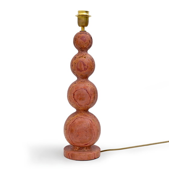 Image 1 of Pair Of Italian Modern Red Travertine Sphere Lamps