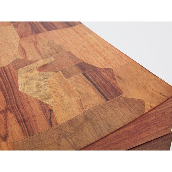 Image 1 of Vintage bar chest in wood and brass marquetry by Michel Lefèvre, 1960