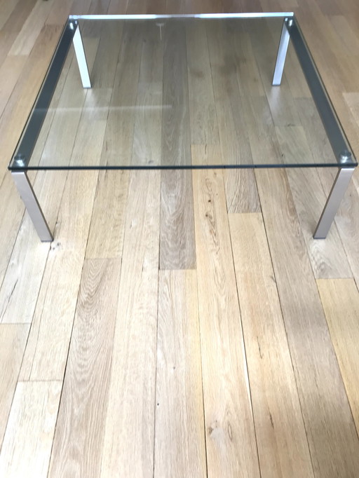 Table basse Nickel brossé/15 verre épais