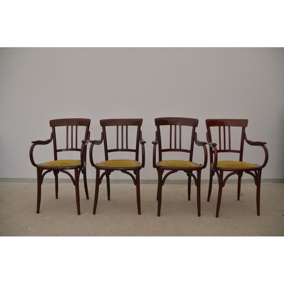 Image 1 of Set of 4 vintage velvet and wood armchairs