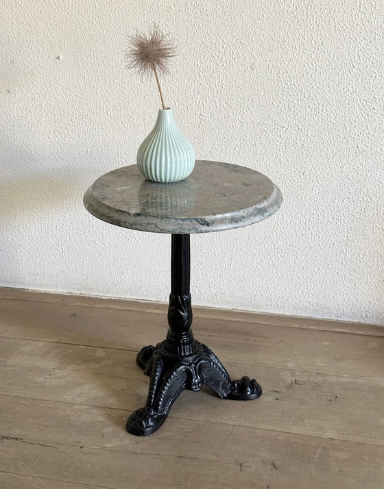 Image 1 of Antique French Side Table Marble And Cast Iron