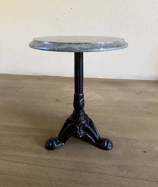 Antique French Side Table Marble And Cast Iron