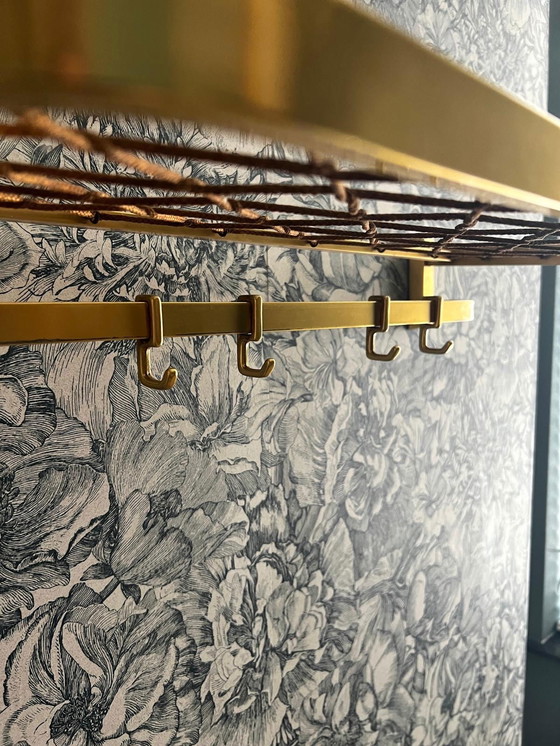 Image 1 of Gold colored Coat rack Train model with hat rack and hooks 60cm wide