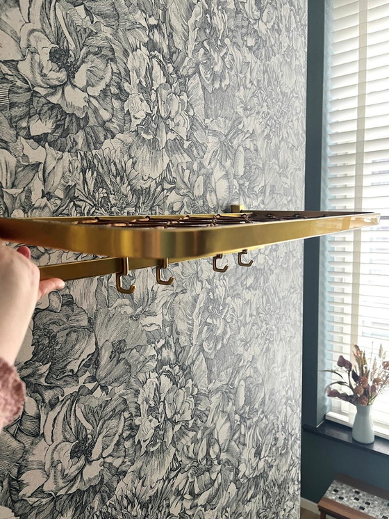 Image 1 of Gold colored Coat rack Train model with hat rack and hooks 60cm wide