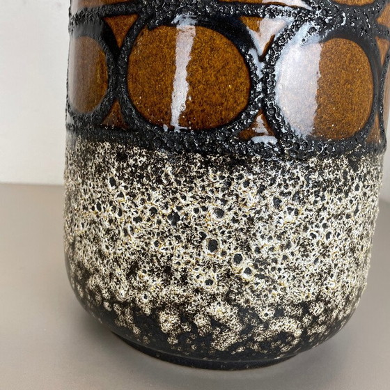 Image 1 of Vintage multi-color pottery fat lava floor vase 408-40 by Scheurich, Germany 1970s