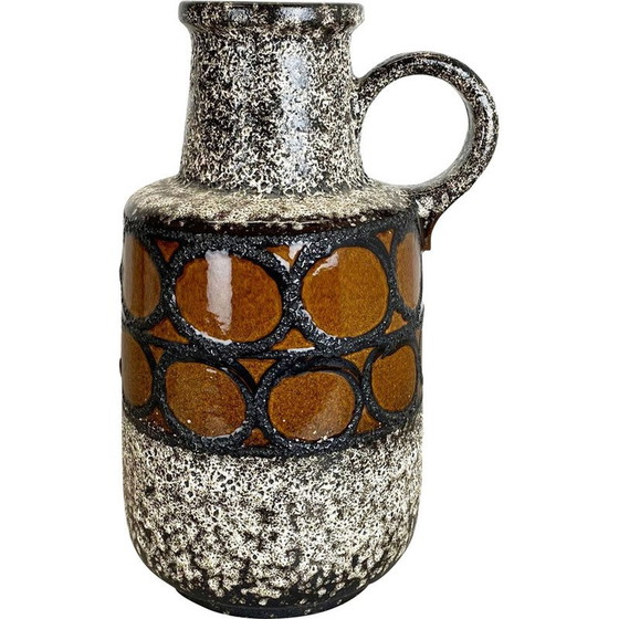 Image 1 of Vintage multi-color pottery fat lava floor vase 408-40 by Scheurich, Germany 1970s