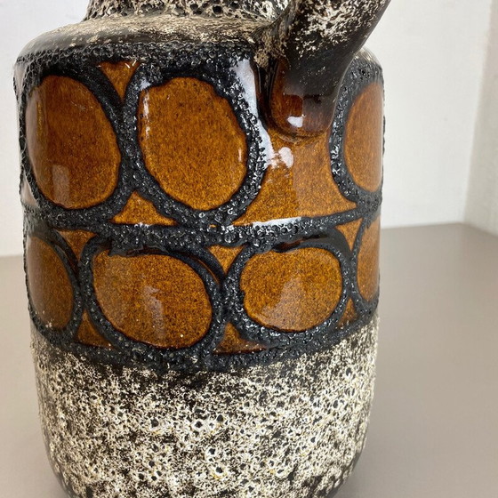 Image 1 of Vintage multi-color pottery fat lava floor vase 408-40 by Scheurich, Germany 1970s