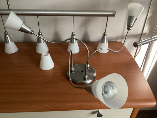 Lamp Set Stainless Steel With Chrome Accents.