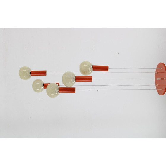 Image 1 of Vintage waterfall chandelier with plastic lampshade, Czechoslovakia 1970