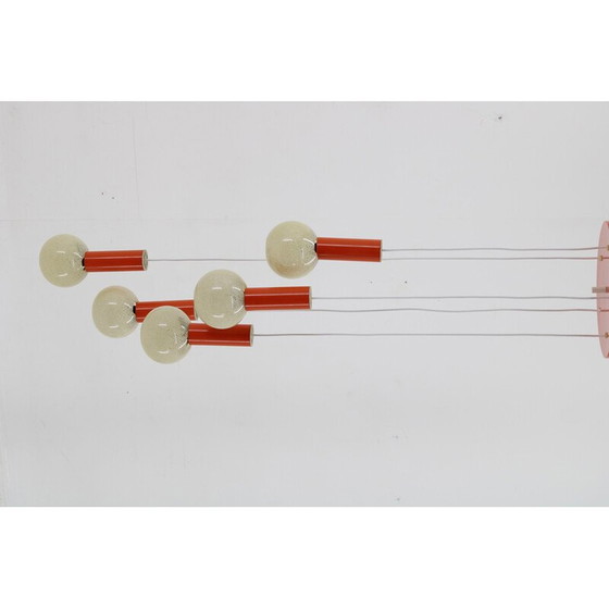 Image 1 of Vintage waterfall chandelier with plastic lampshade, Czechoslovakia 1970
