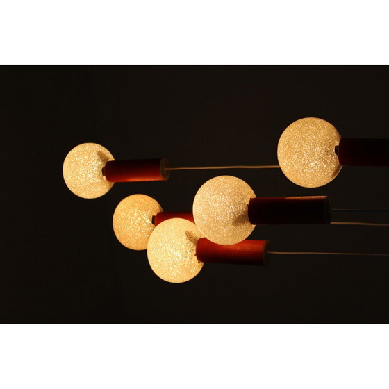 Image 1 of Vintage waterfall chandelier with plastic lampshade, Czechoslovakia 1970