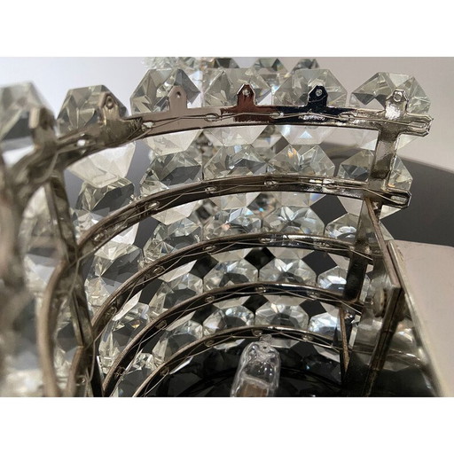 Pair of vintage crystal wall sconces, Italy 1980