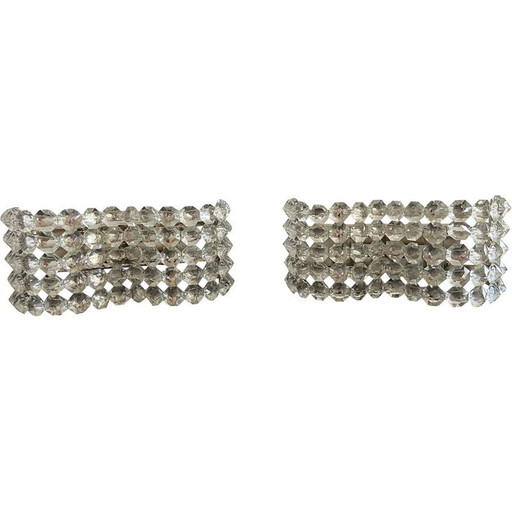 Pair of vintage crystal wall sconces, Italy 1980