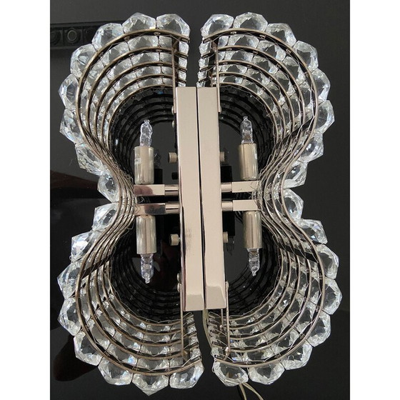 Image 1 of Coppia di applique da parete in cristallo vintage, Italia 1980