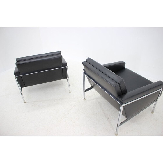 Image 1 of Pair of vintage steel and leather armchairs by Lübke, Germany 1960