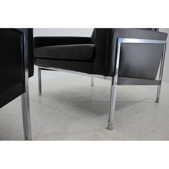 Image 1 of Pair of vintage steel and leather armchairs by Lübke, Germany 1960
