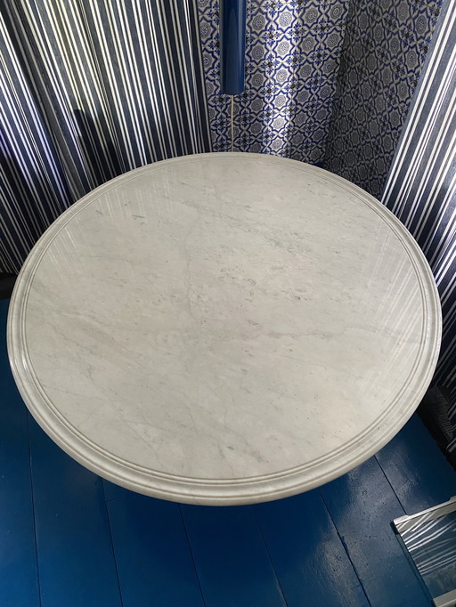 Marble round table - blue