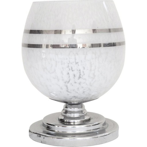 Vintage clichy glass and silver lamp