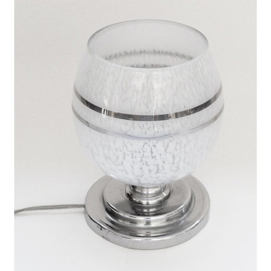 Image 1 of Vintage clichy glass and silver lamp