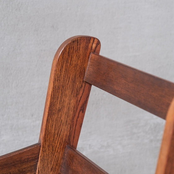 Image 1 of Pair of vintage oakwood and leather armchairs, France 1960