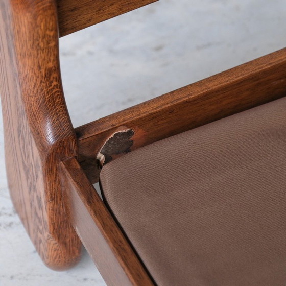 Image 1 of Pair of vintage oakwood and leather armchairs, France 1960